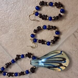 Blow Glass Beads Necklace Set